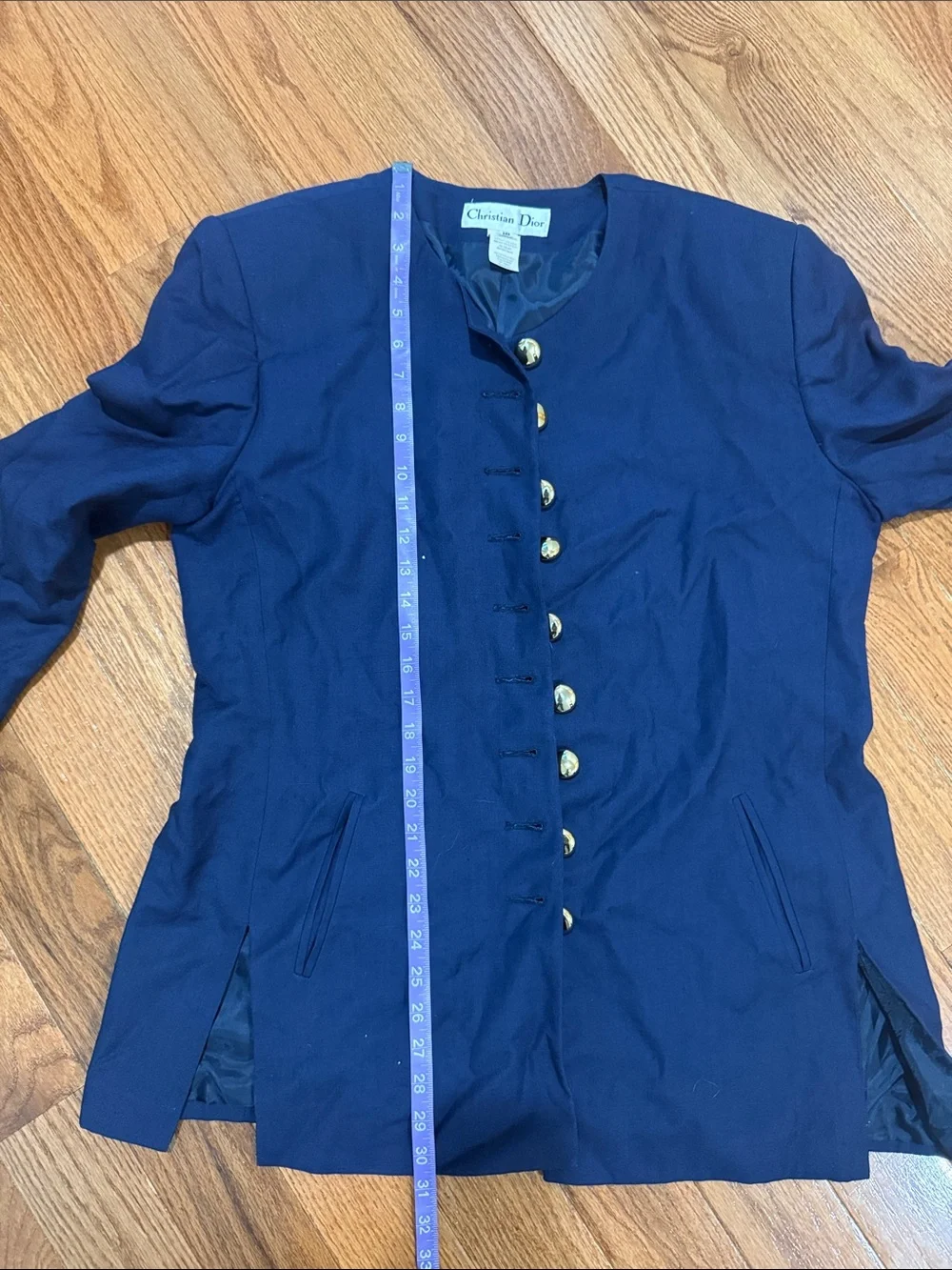 Christian Dior Vintage Navy Jacket with Gold Buttons Size 16